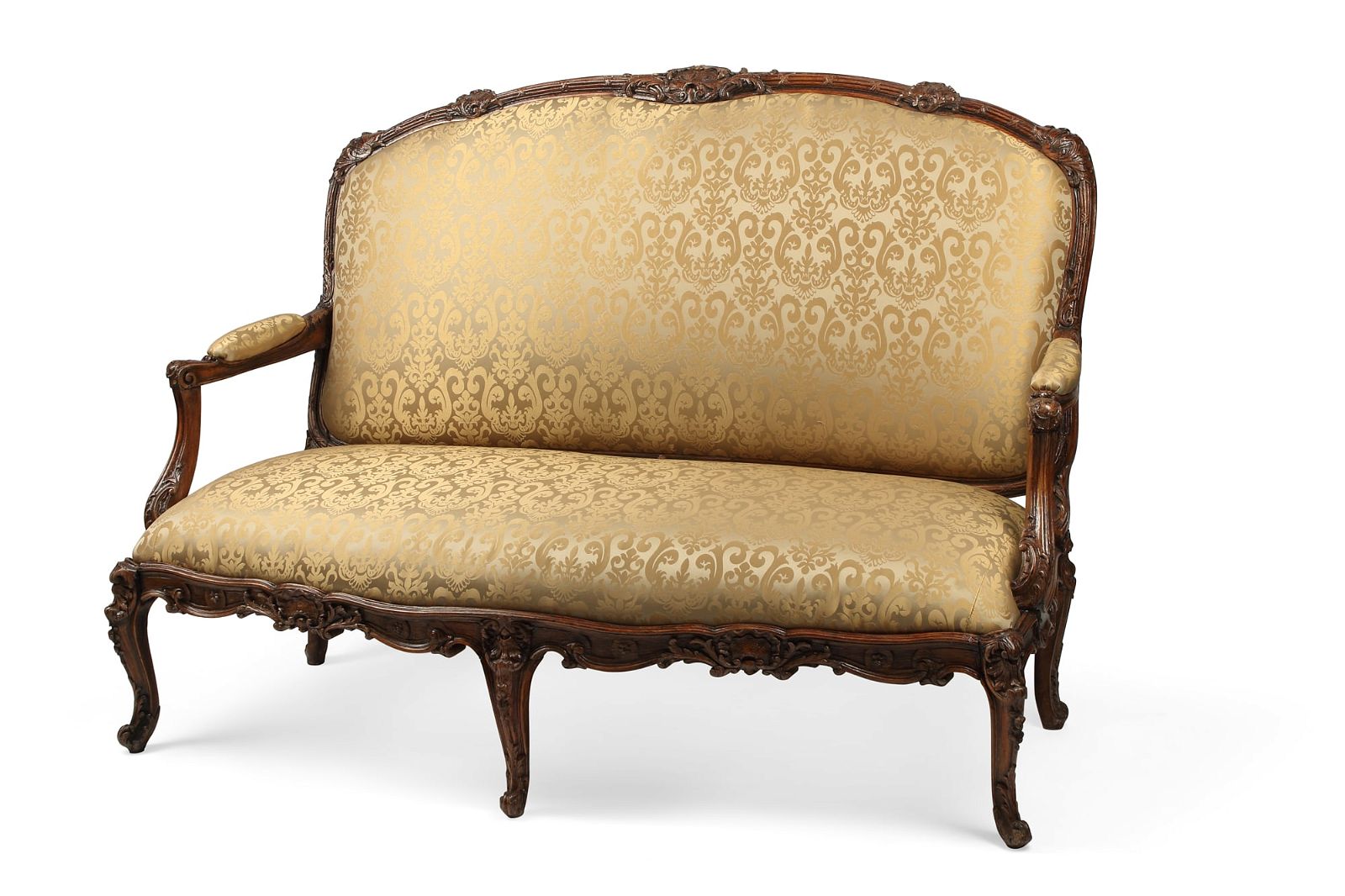 A LOUIS XV STYLE CARVED BEECHWOOD SETTEEA