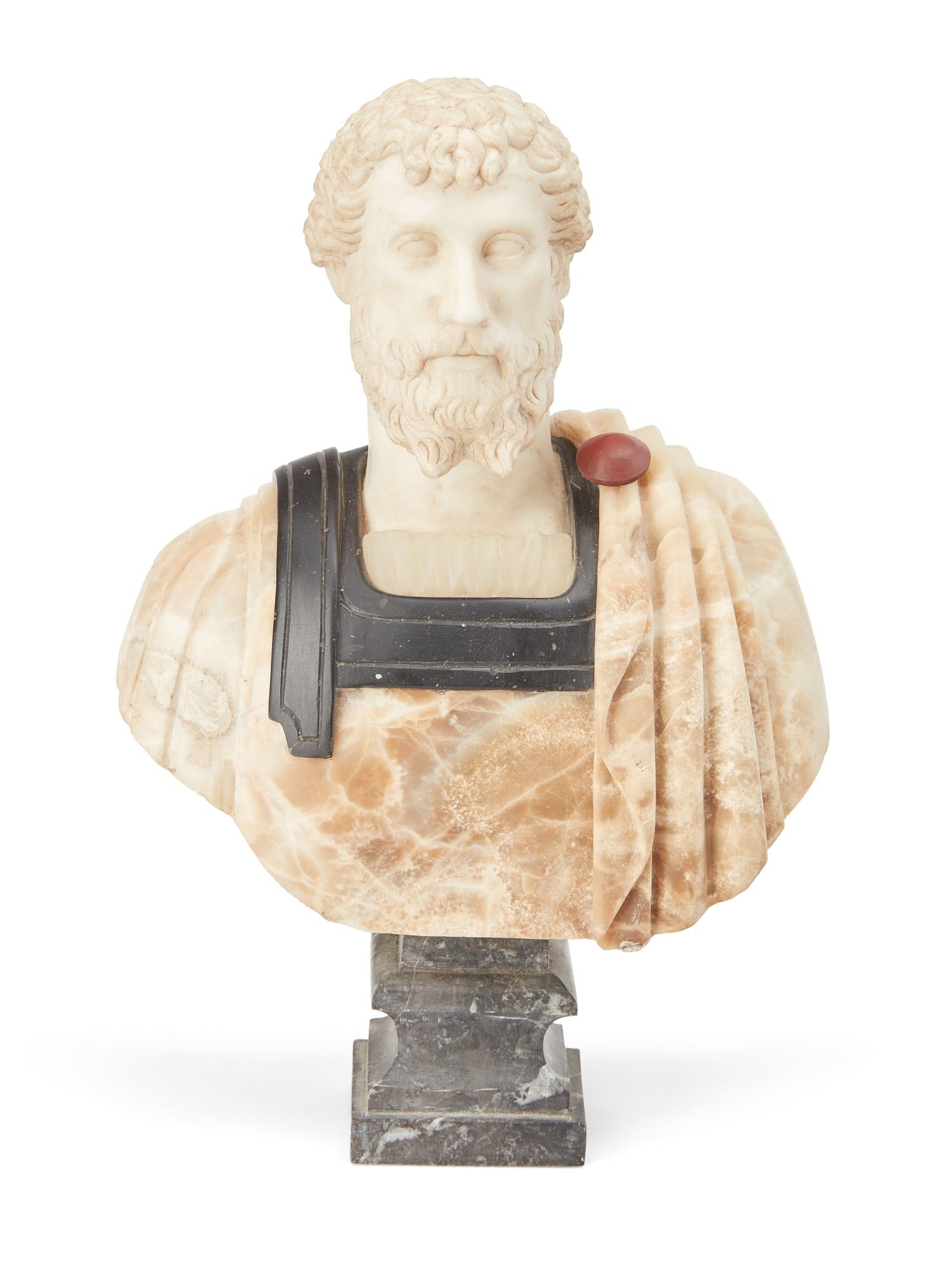 AN ITALIAN CARVED MARBLE BUST OF