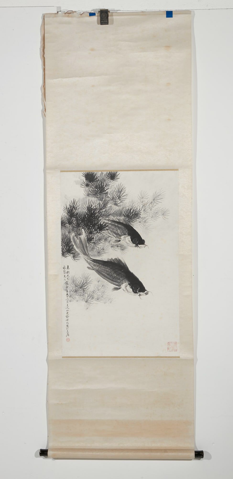 A CHINESE CALLIGRAPHY SCROLL DEPICTING