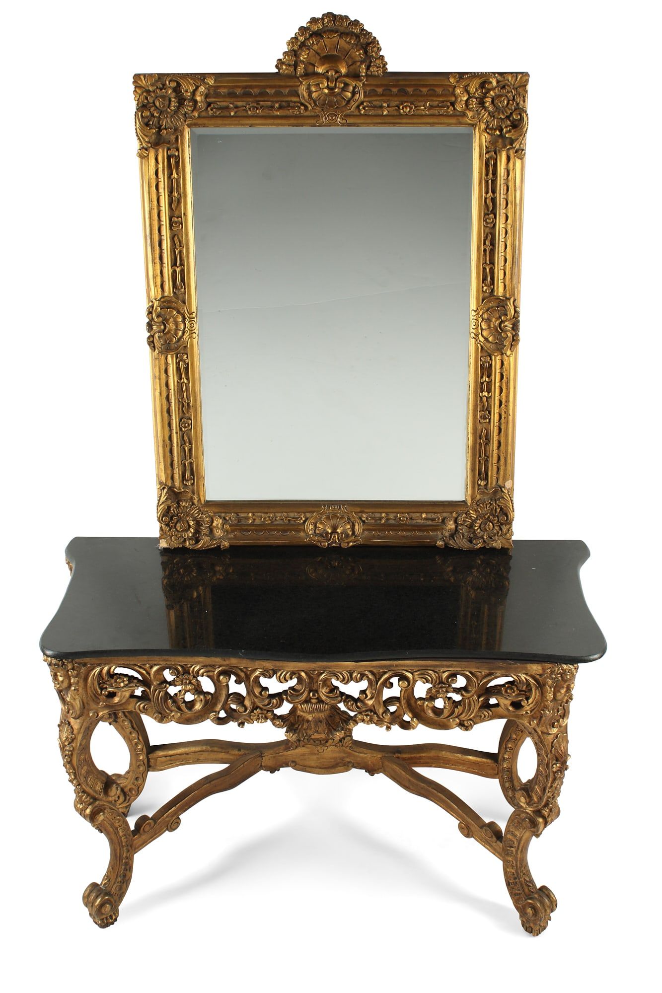 A BAROQUE STYLE CONSOLE TABLE AND