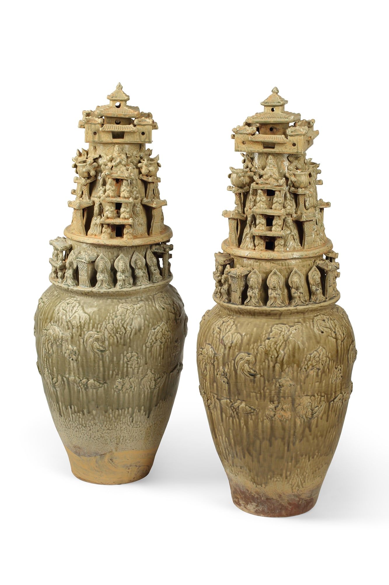 AN PAIR OF CHINESE EARTHENWARE