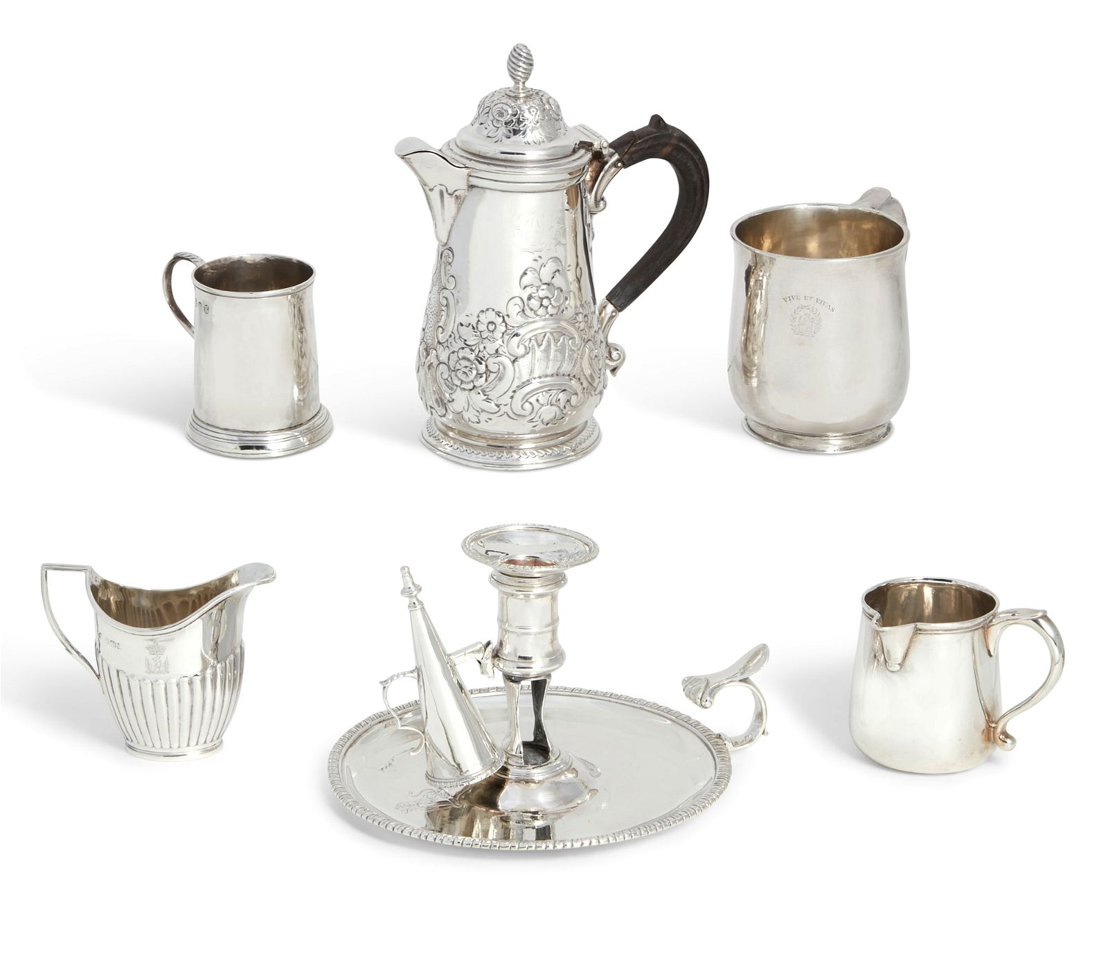A SIX PIECE GROUP OF ENGLISH SILVER