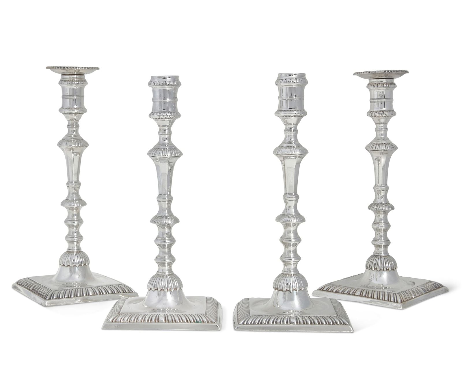 A ASSEMBLED SET OF GEORGE III SILVER