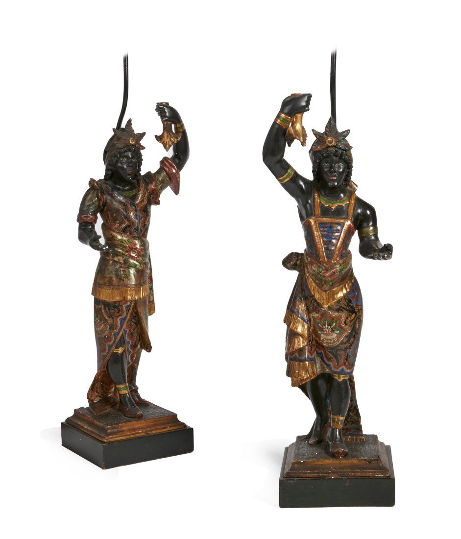 A PAIR OF VENETIAN POLYCHROME DECORATED