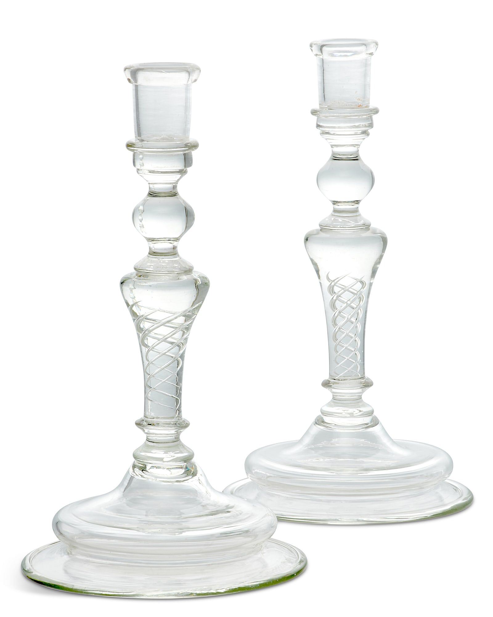 A PAIR OF VENETIAN AIR TWIST GLASS