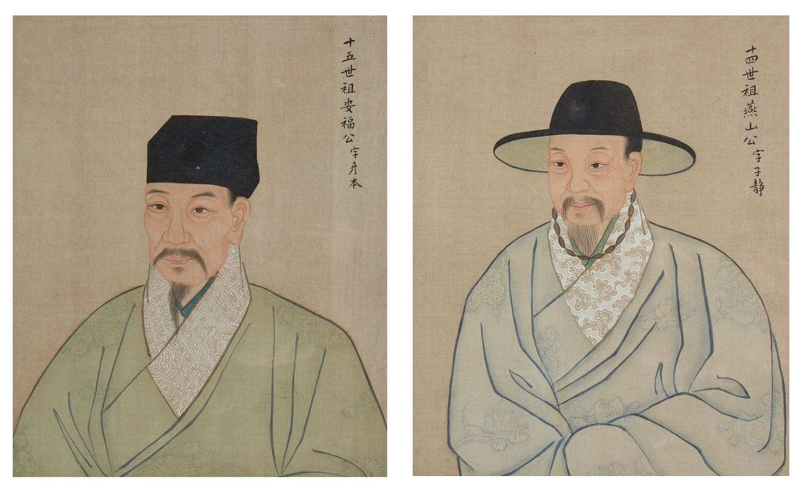 TWO KOREAN PORTRAITS OF OFFICIALSTwo