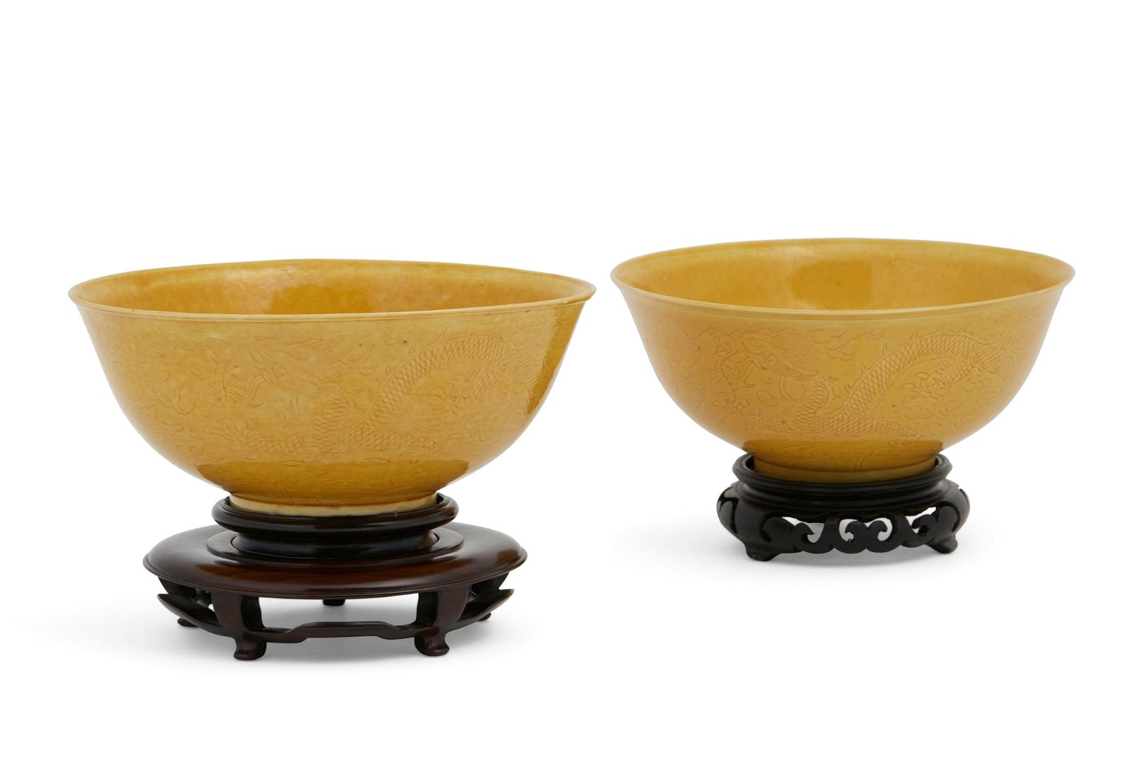 A PAIR OF CHINESE YELLOW GLAZED