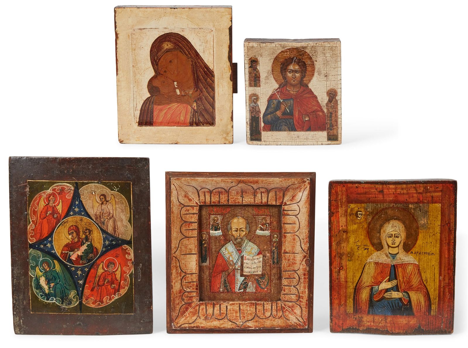 FIVE EASTERN ORTHODOX ICONS, 19TH