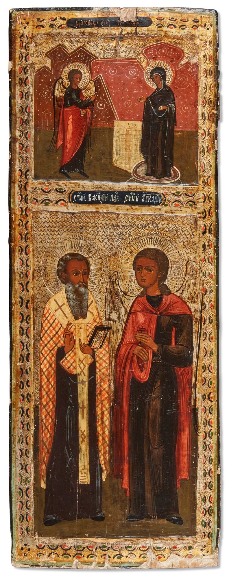 A LARGE RUSSIAN ICON OF THE ANNUNCIATIONA
