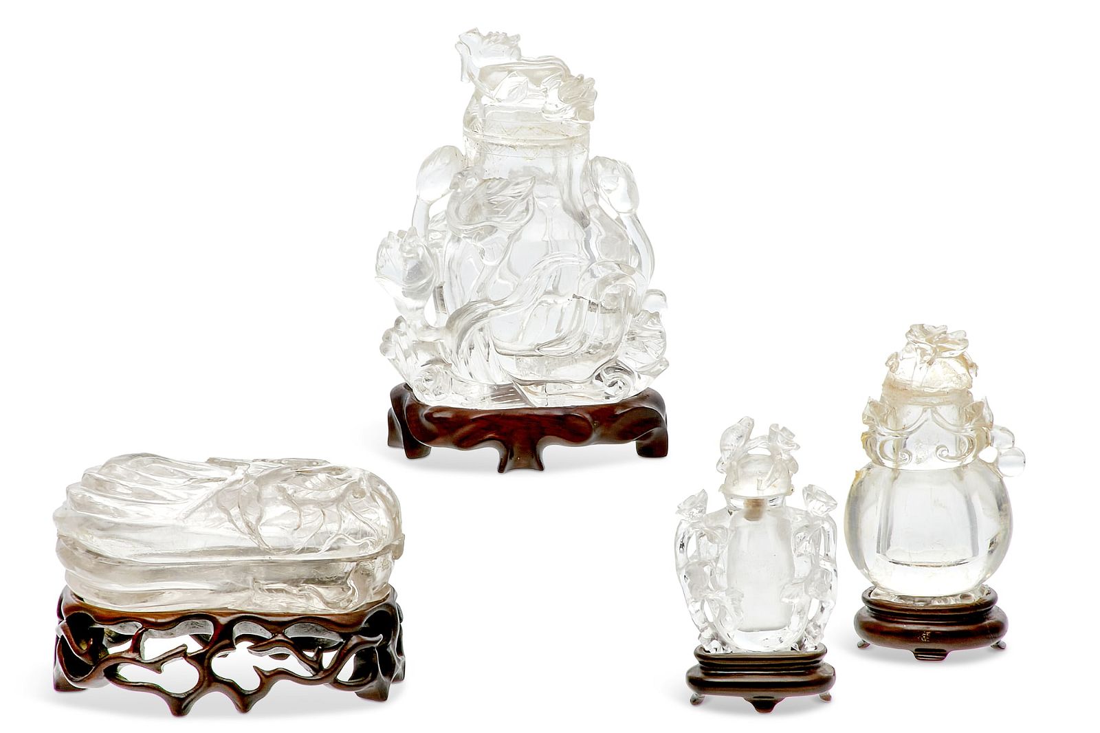 FOUR CHINESE ROCK CRYSTAL VESSELSFour