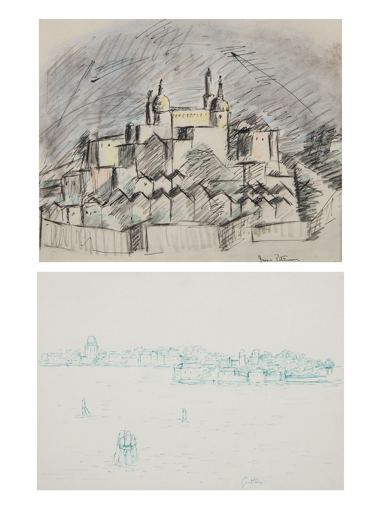 TWO WORKS ON PAPER: CITYSCAPES, 20TH