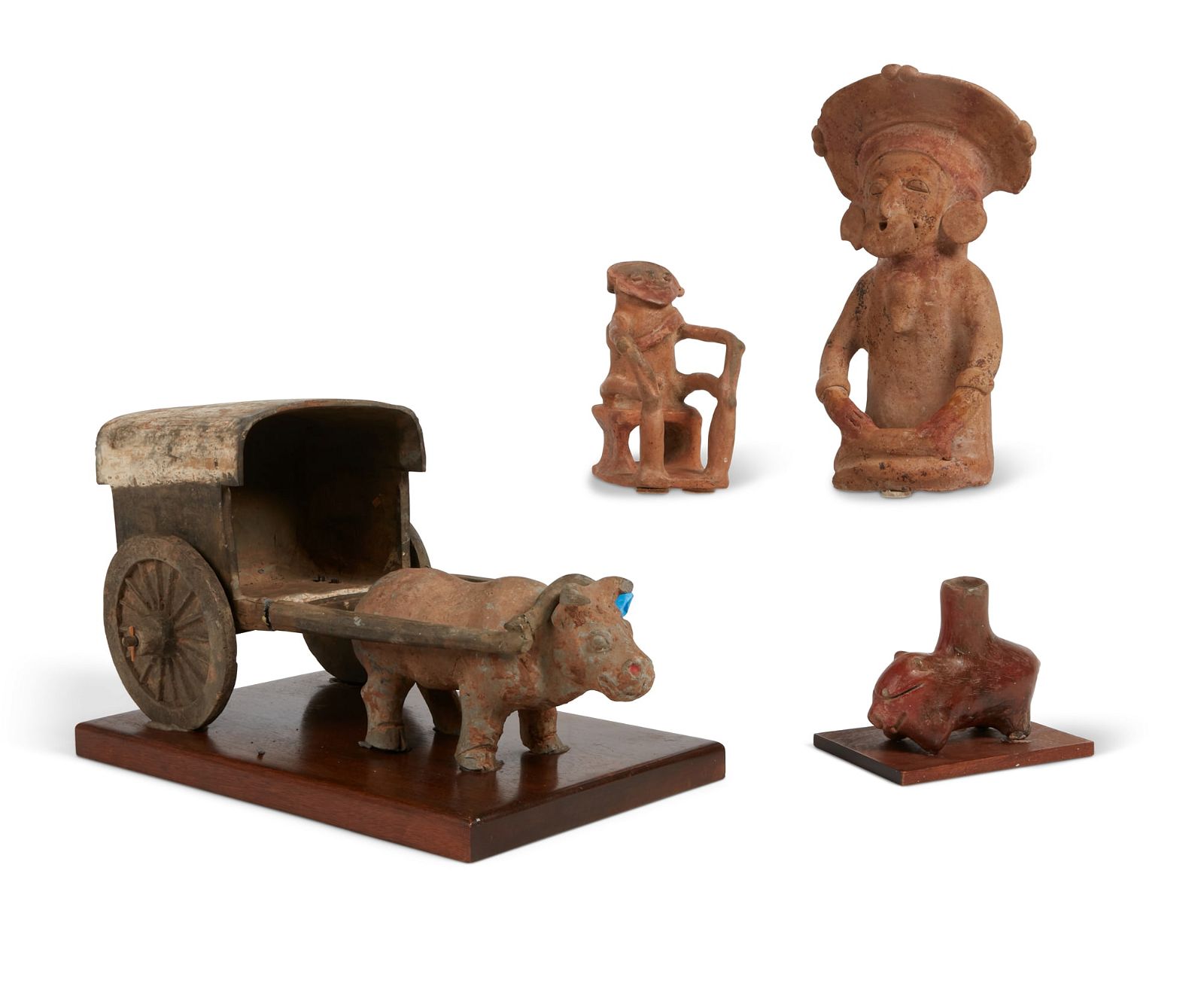 FOUR SOUTH AMERICAN POTTERY FIGURESFour