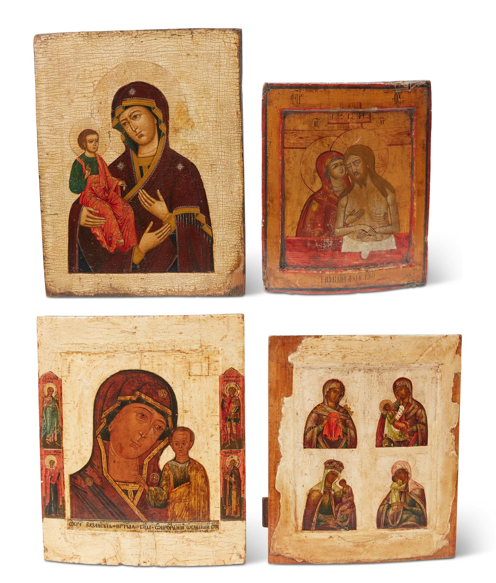 FOUR RUSSIAN ICONS OF THE VIRGIN,