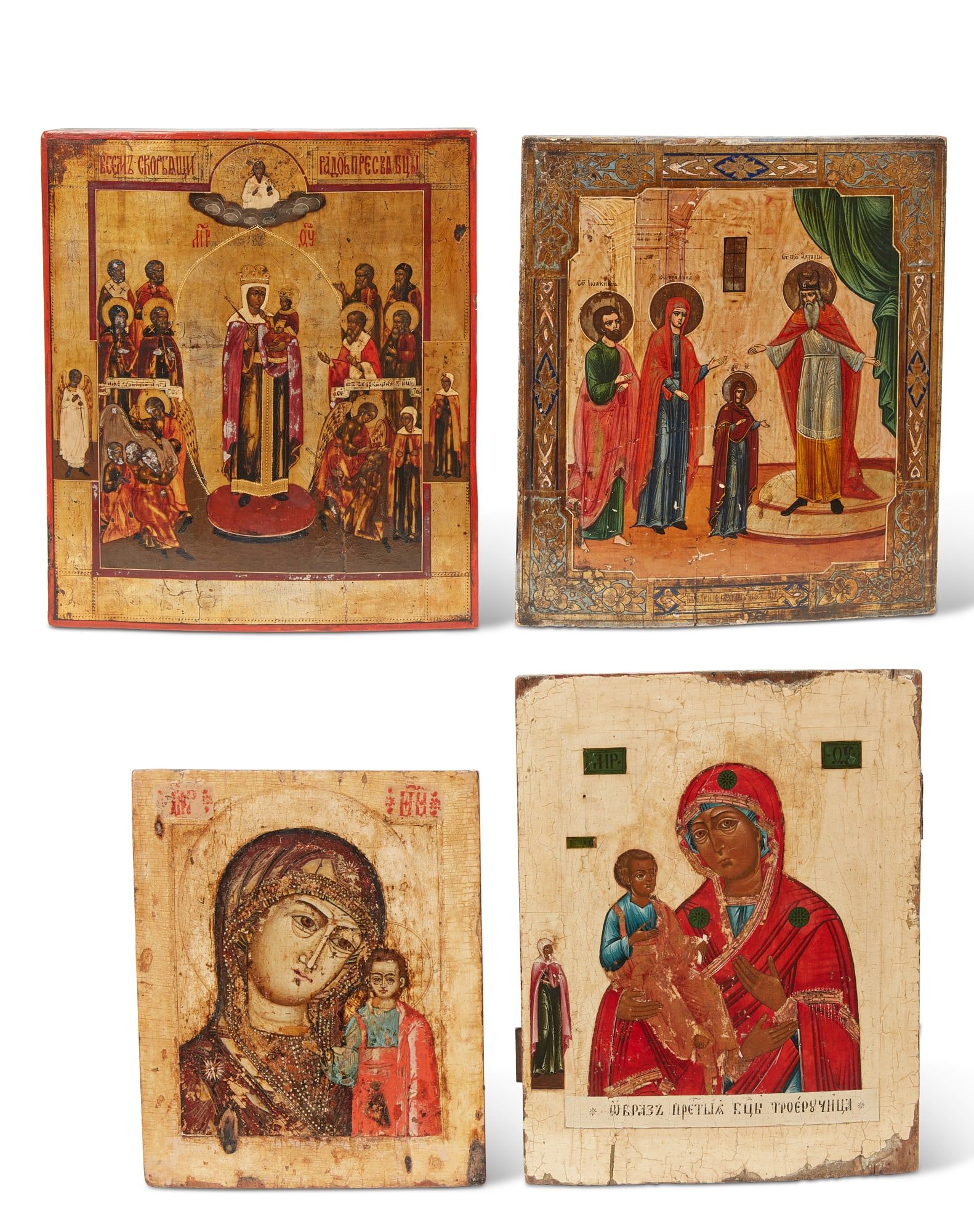 FOUR RUSSIAN ICONS OF THE VIRGIN,
