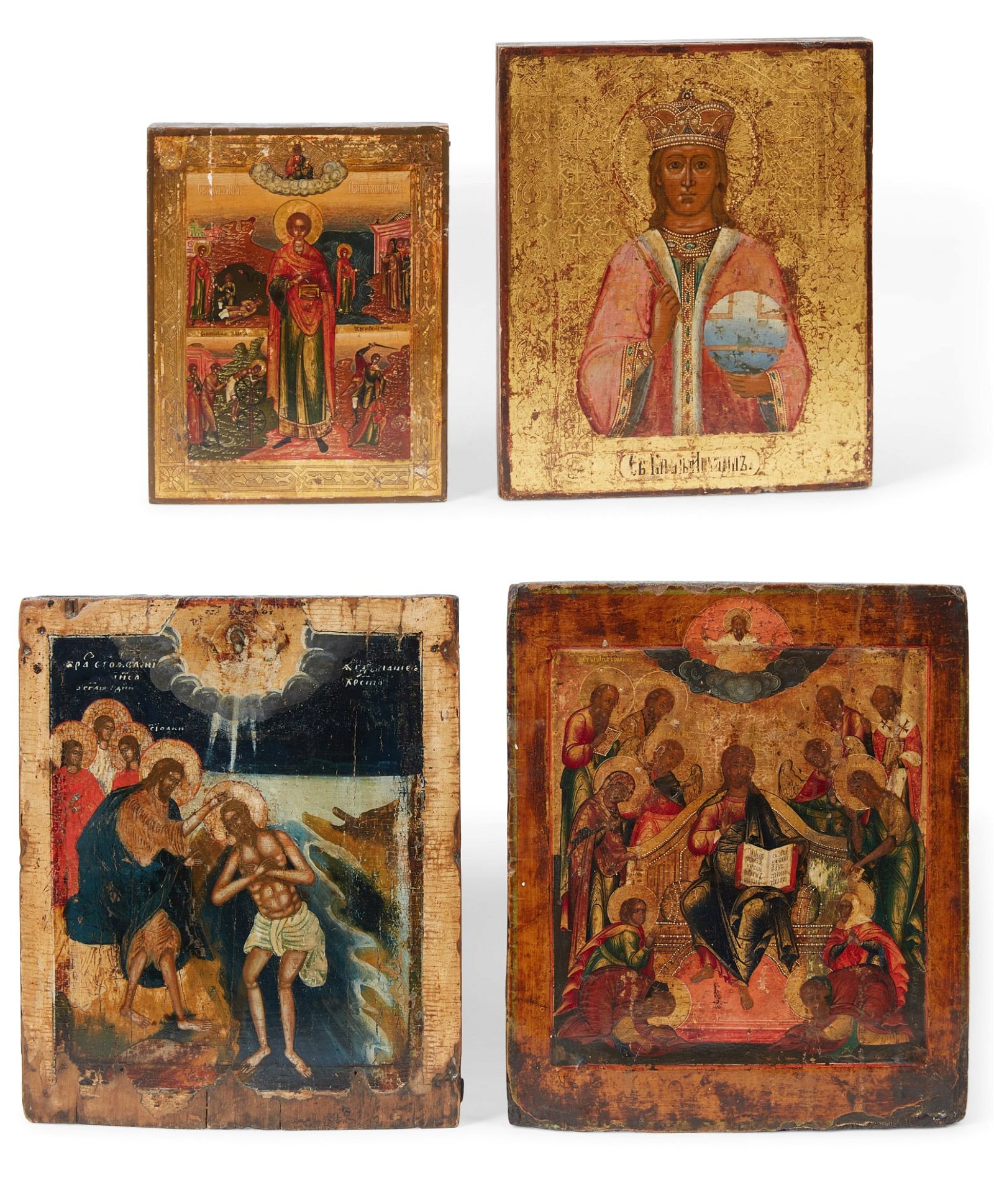 FOUR RUSSIAN ICONS OF CHRIST, 19TH