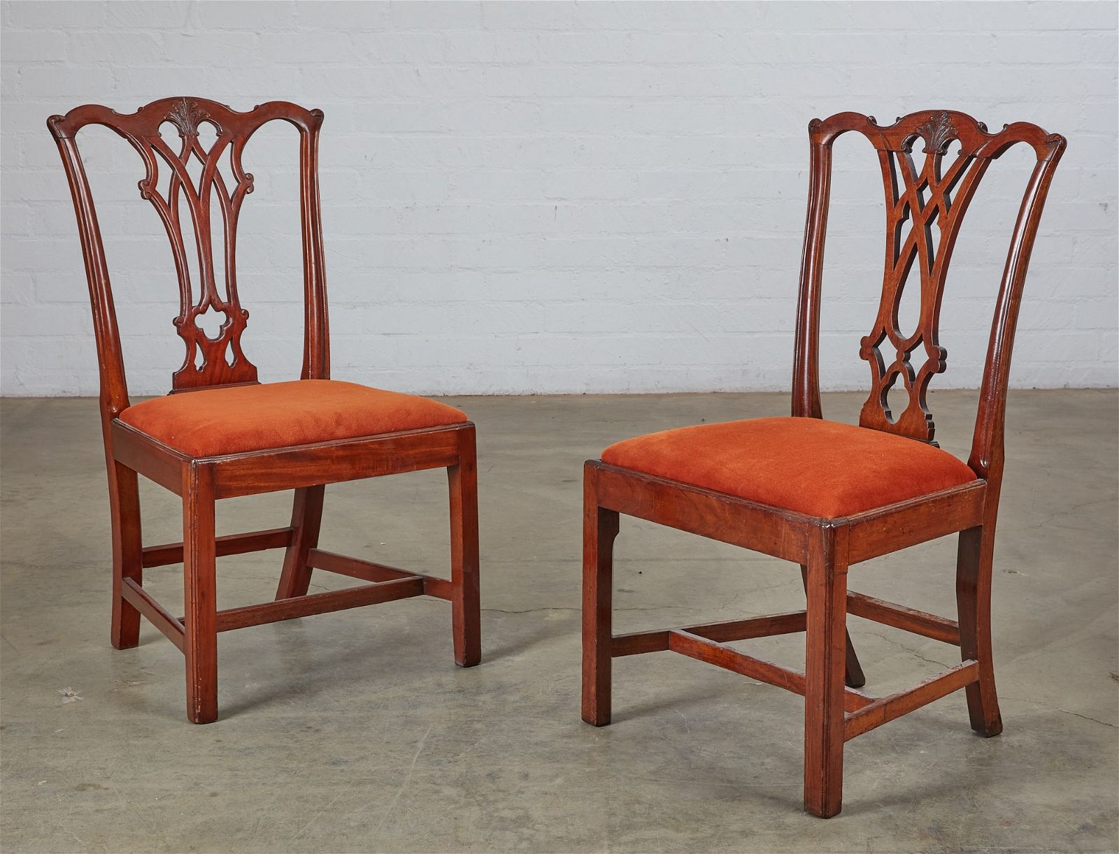 TWO CHIPPENDALE CARVED MAHOGANY