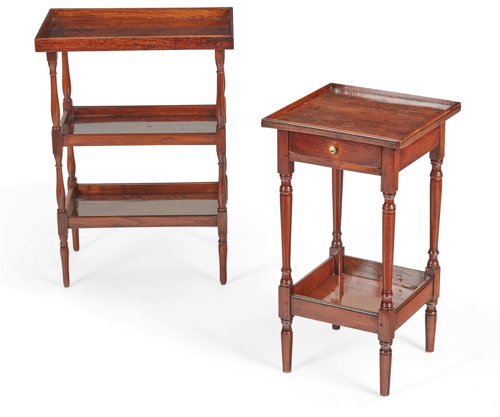 TWO WALNUT AND OAK OCCASIONAL TABLESTwo