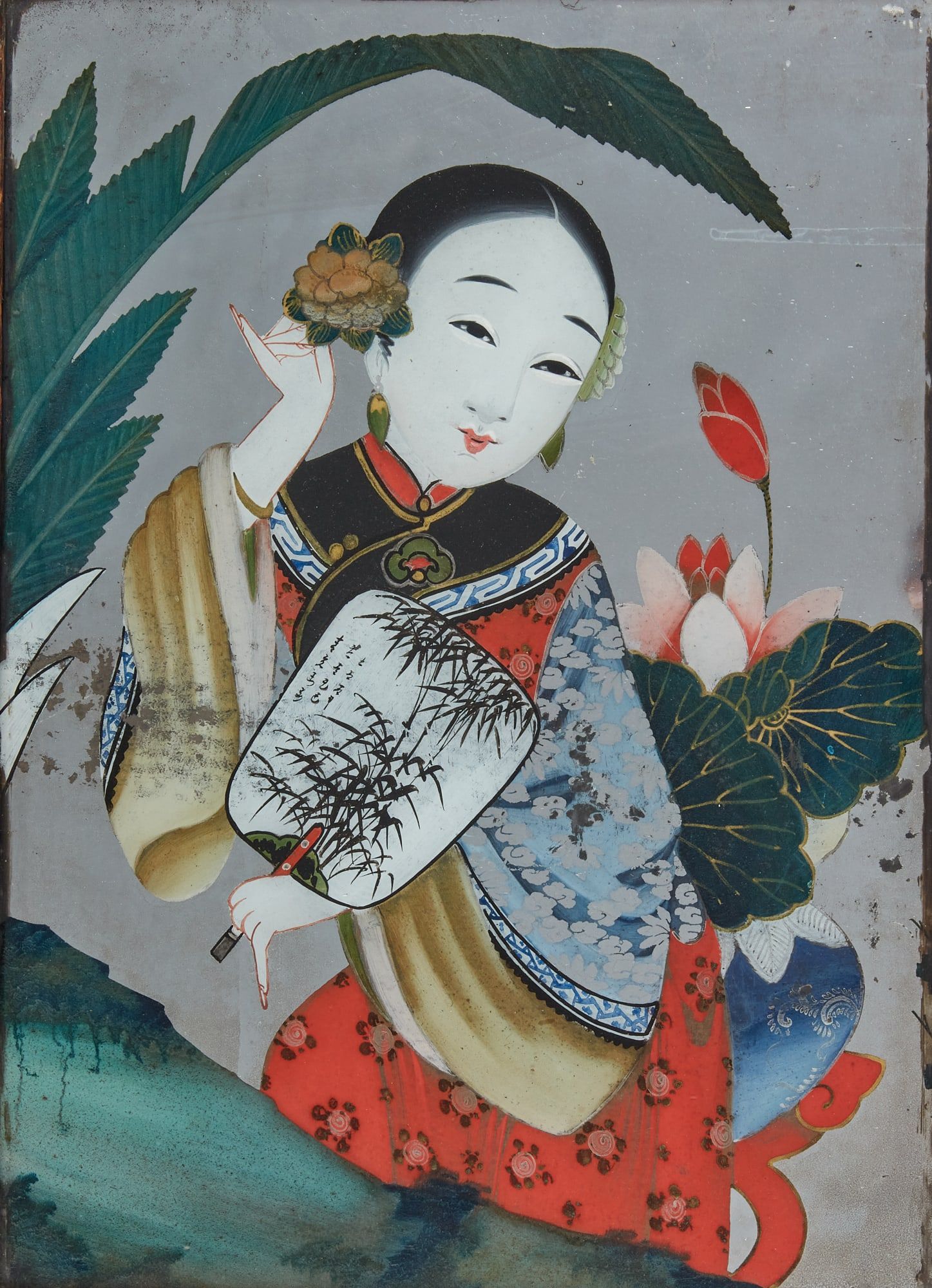 A CHINESE REVERSE PAINTING OF A