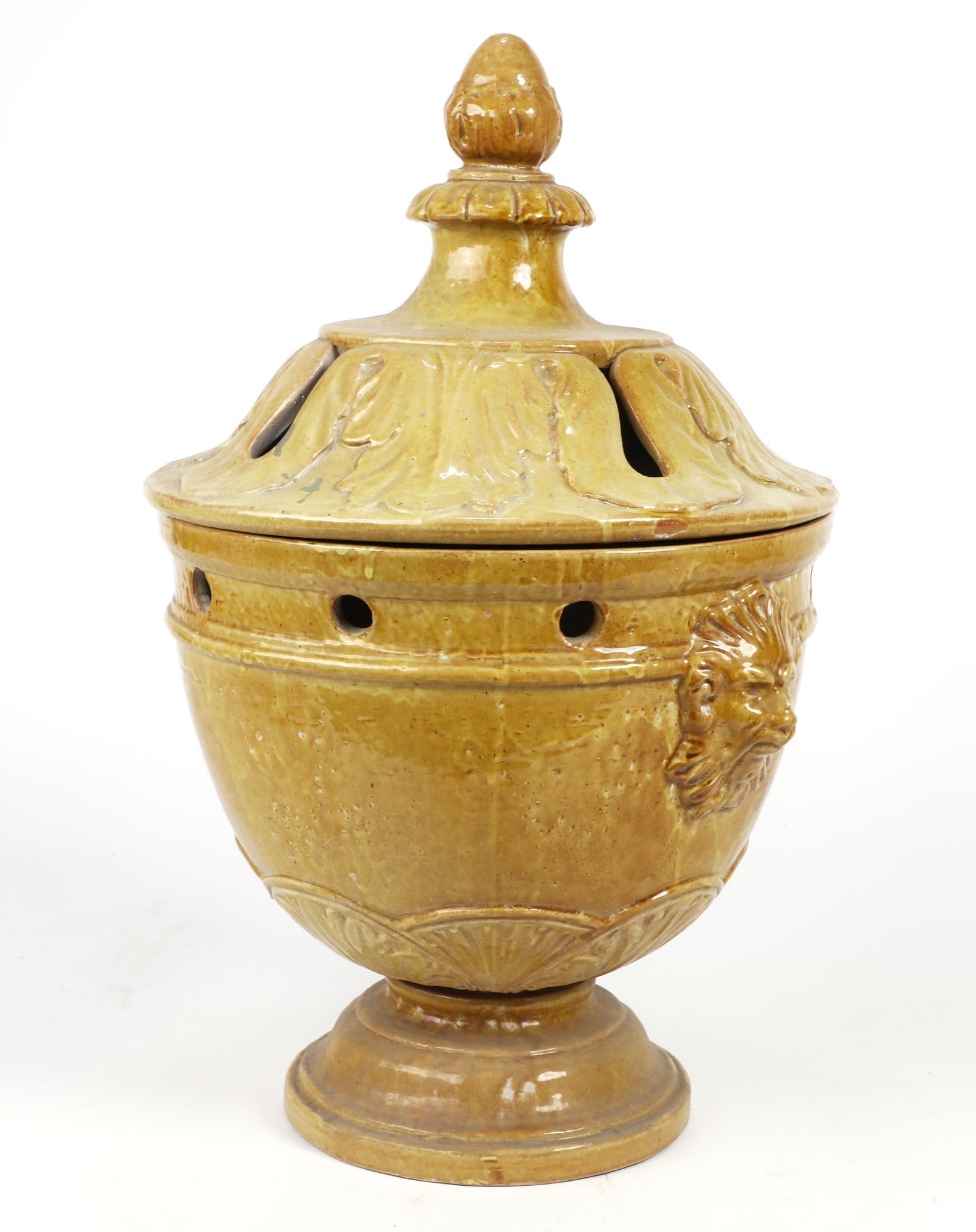 A LARGE CONTINENTAL YELLOW POTTERY