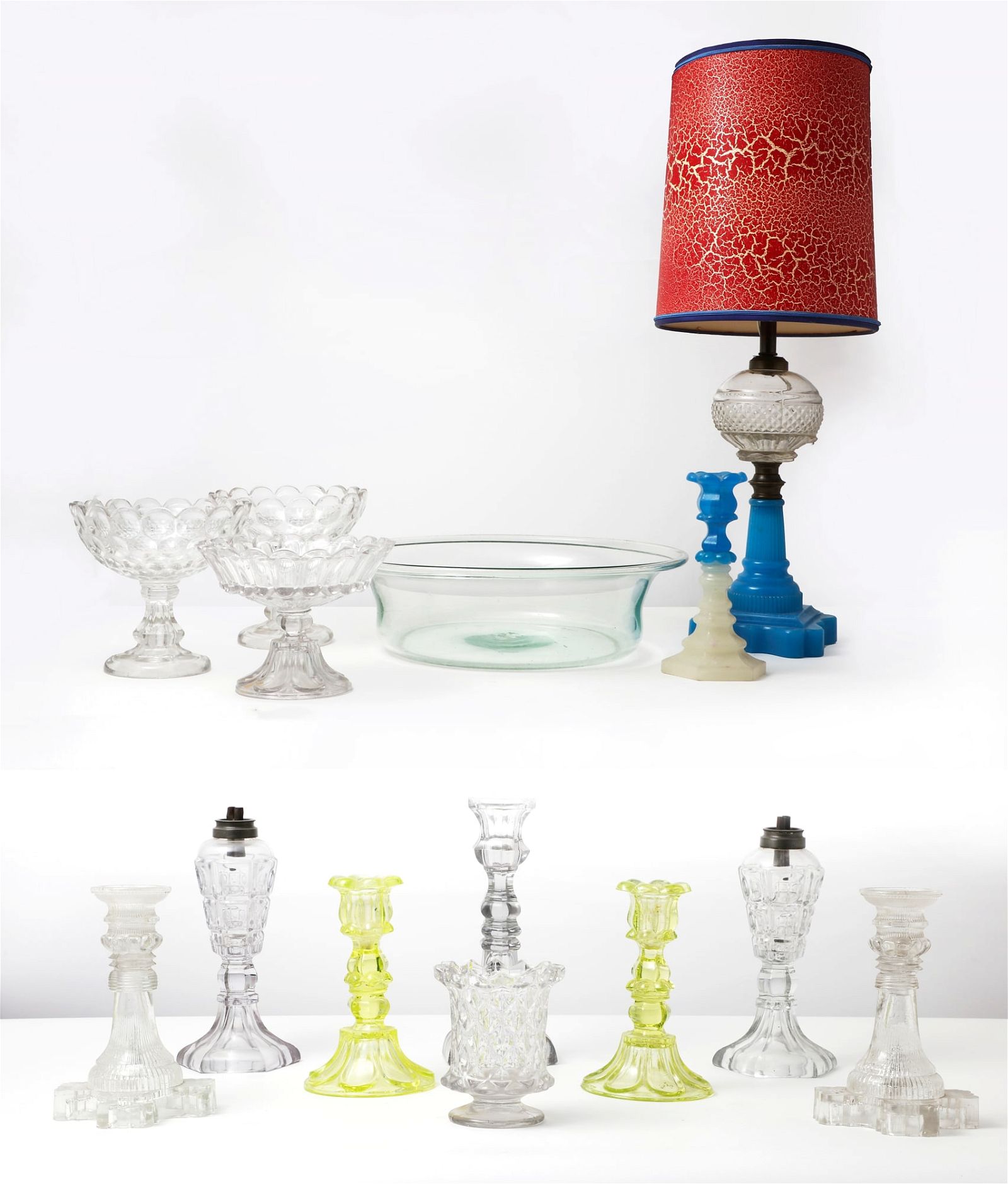 A GROUP OF AMERICAN GLASS TABLE