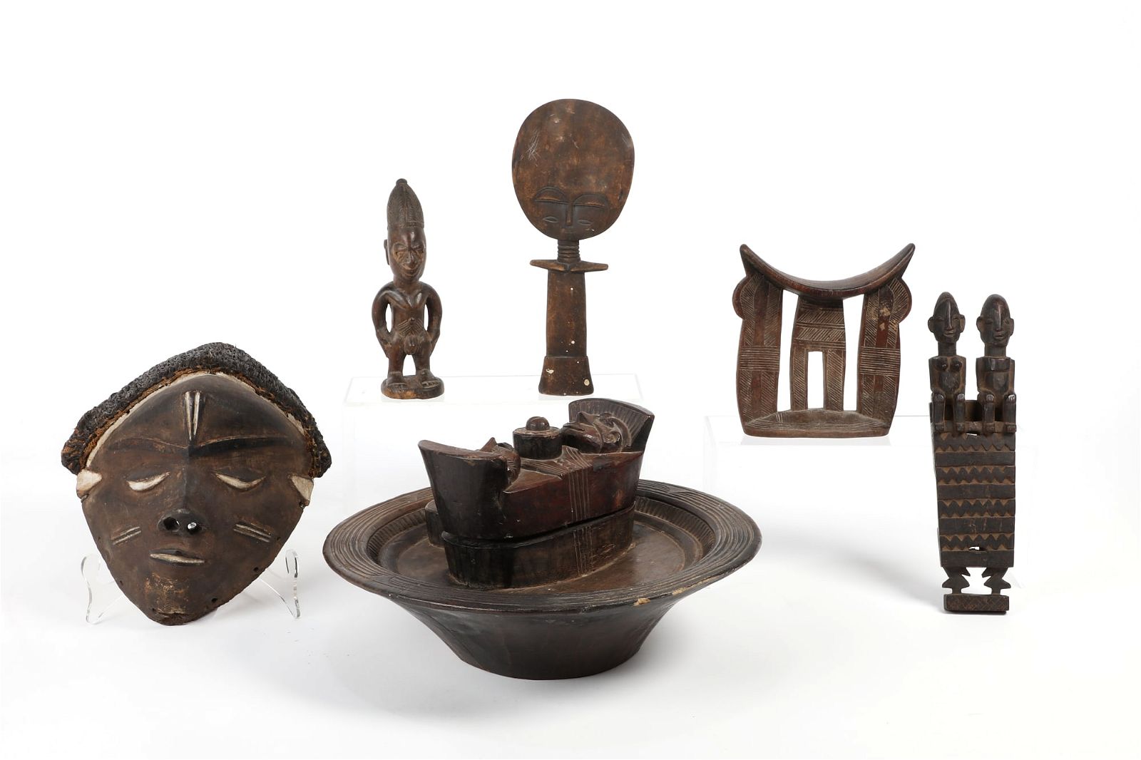 SIX AFRICAN TRIBAL HARDWOOD ARTICLESSix