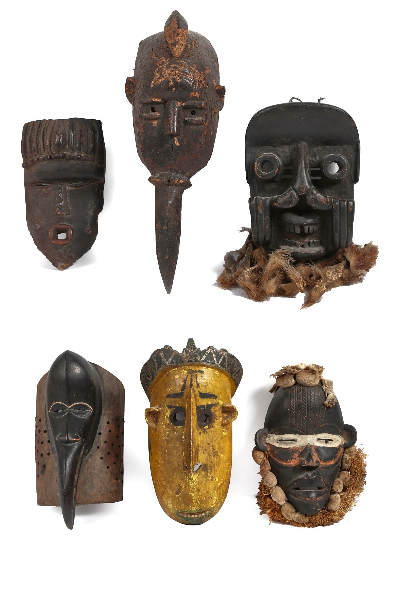 A GROUP OF SIX AFRICAN TRIBAL CARVED