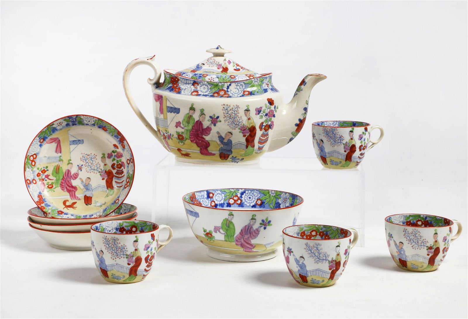 AN ENGLISH EARTHENWARE TEN PIECE