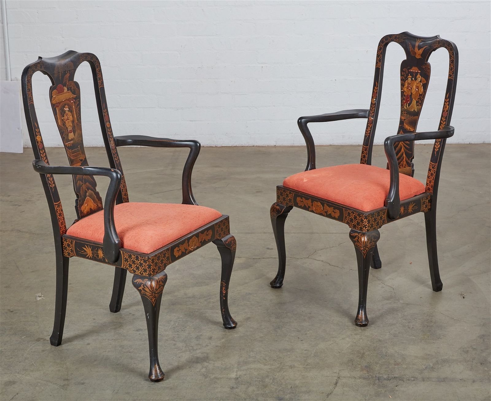 A PAIR OF GEORGE III STYLE CHINOISERIE