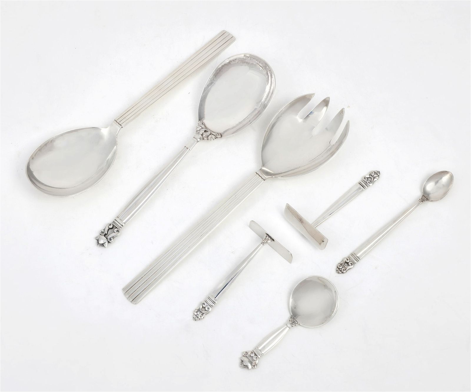 A SEVEN PIECE GEORGE JENSEN SILVER