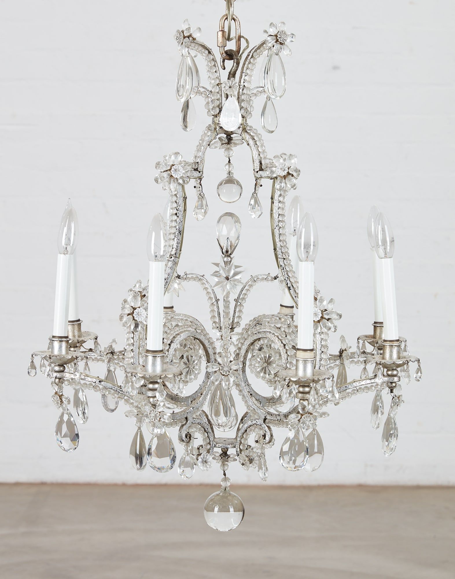 A ROCOCO STYLE GLASS EIGHT LIGHT