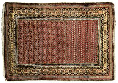 Malayer rug, rows of guls on red