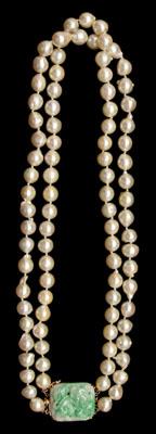 Double strand pearls jade clasp  90a50
