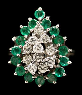 Emerald, diamond ring, pear shaped