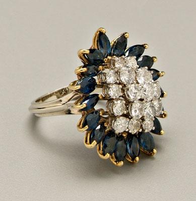 Sapphire, diamond ring, oval cluster