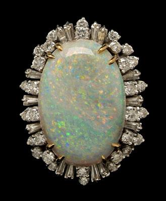Opal diamond ring central oval 90a63
