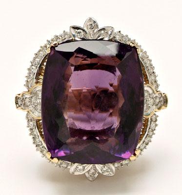 Amethyst diamond ring, central