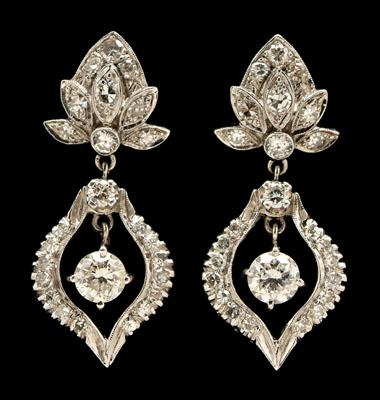 Diamond earrings, floral clasp,