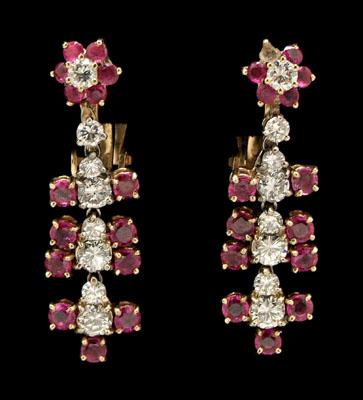 Ruby diamond earrings floral 90a74