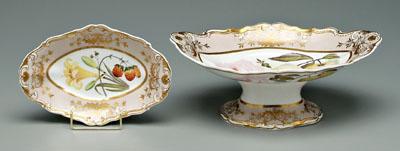 Two pieces Spode porcelain: cartouche-shaped