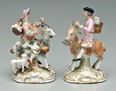 Pair French porcelain figurines, tailor