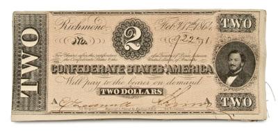 29 consecutive Confederate $2 notes: