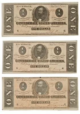 21 consecutive Confederate $1 notes: