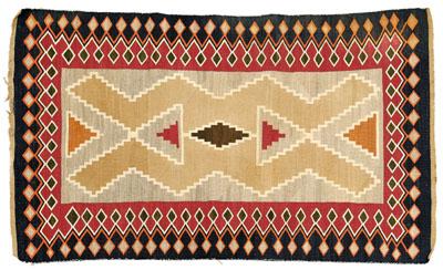 Navajo rug, finely woven with stepped