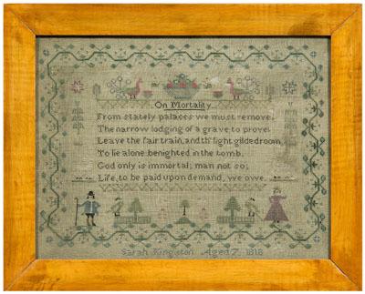 1818 sampler, six-line verse "On