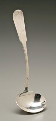 Coin silver ladle, shaped fiddle