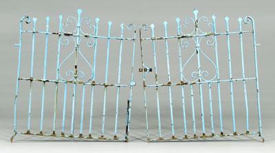 Pair blue-painted wrought iron