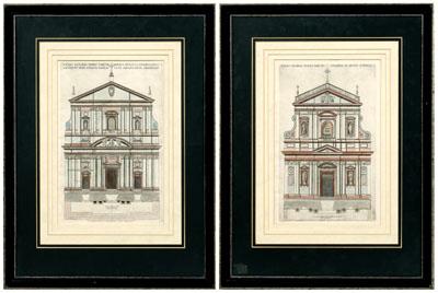 Pair architectural engravings: