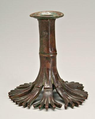 Tiffany bronze candlestick, shaped as