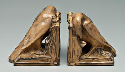 Pair Rookwood rook bookends: mottled