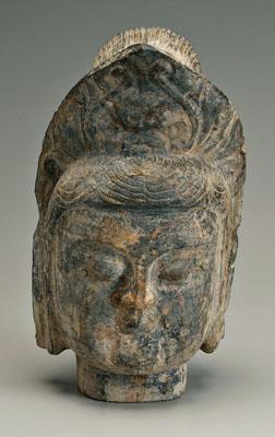 Chinese stone Buddha head dark 90c08